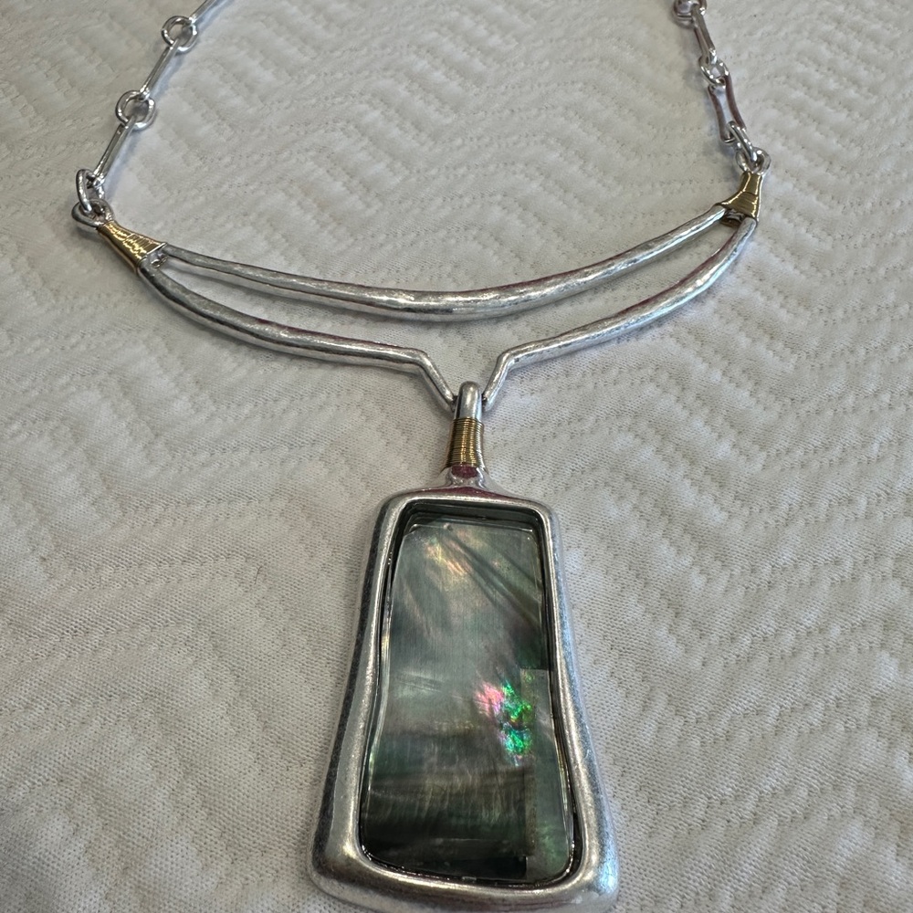 ALM Soho Elegant Silver & Gold Pendant Necklace